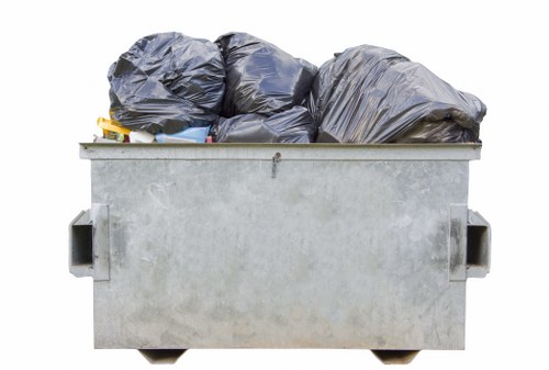 Waste collection trucks in Islington neighborhood