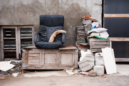 Office workers separating recyclable materials